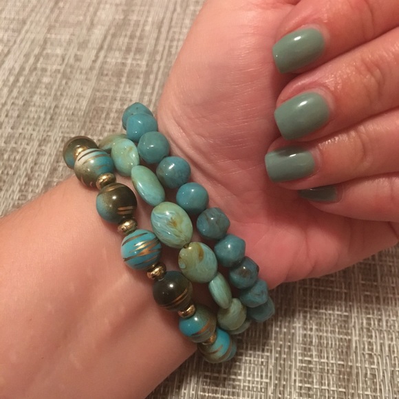 Turquoise Stacking Bracelets - Picture 2 of 2